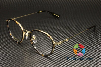 GUCCI GG0608OK 003 Round Oval Havana Gold Demo Lens 49 mm Unisex Eyeglasses
